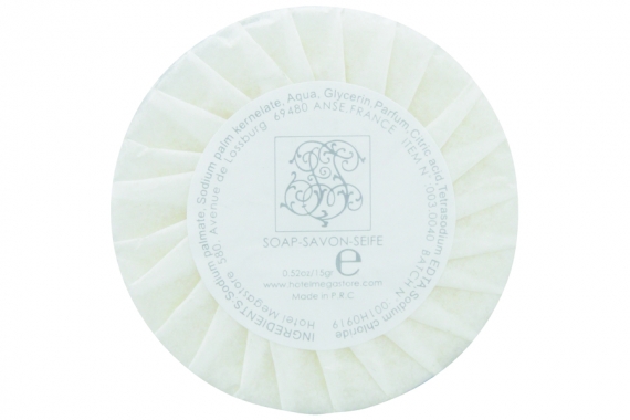 Savon doux rond 15g, papier plissé Savon doux rond 15g, papier plissé