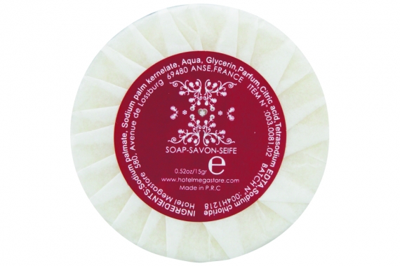 Savon doux rond 15g, papier plissé (rouge)