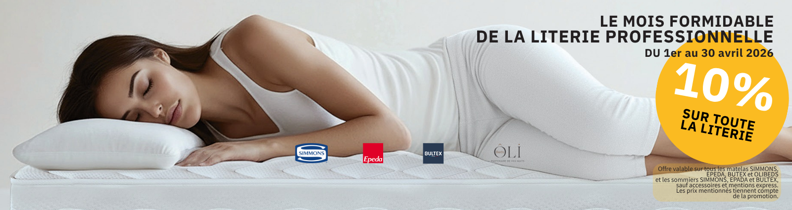 The quality of the mattress is the number one choice criterion for customers when evaluating the quality of a room, all the more so with online booking and customer review sites. This is why HOTEL MEGASTORE has selected for you the biggest brands of high-end bedding: EPEDA, BULTEX, SIMMONS and MERINOS. You will find mattresses specially designed for the hotel industry with an integral fairing for a comfortable and reinforced seat and more lightness for easier handling. All our mattresses are guaranteed for 5 years. Also, in order to optimize the occupancy rates of your rooms, we offer you the possibility of transforming your double beds into 2 single beds or vice versa thanks to the slide or velcro kits.