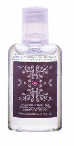 Flasche Shampoo und Duschgel 25 ml (taupe)