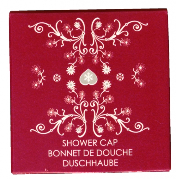 Bonnet de douche, boîte carton (rouge)