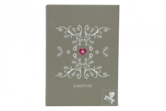 Vanity kit (cotton buds, file, cotton wool pads), cardboard packaging (taupe)