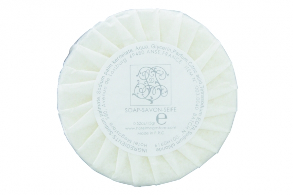15 g round soft soap, folded paper