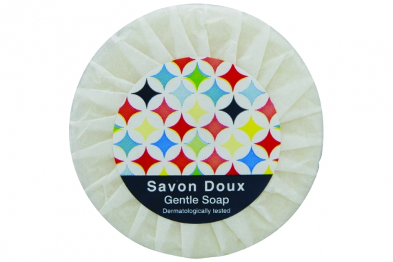 Savon doux rond 15g, papier plissé