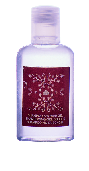 Flasche Shampoo und Duschgel 25 ml (rot)