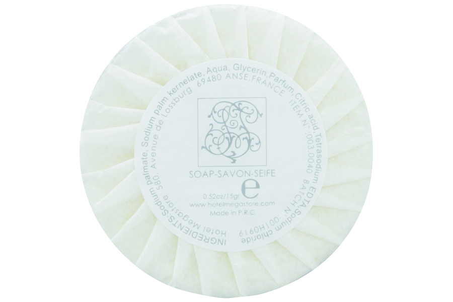 15 g round soft soap, folded paper