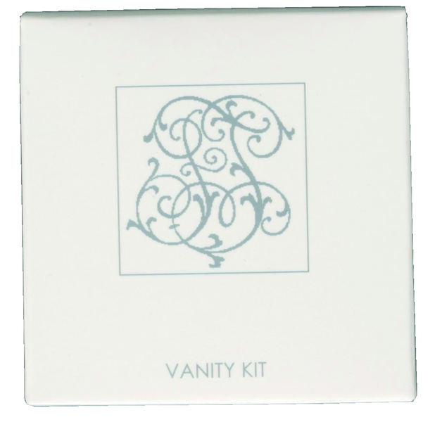 Vanity kit (cotton buds, file, cotton wool pads), cardboard box